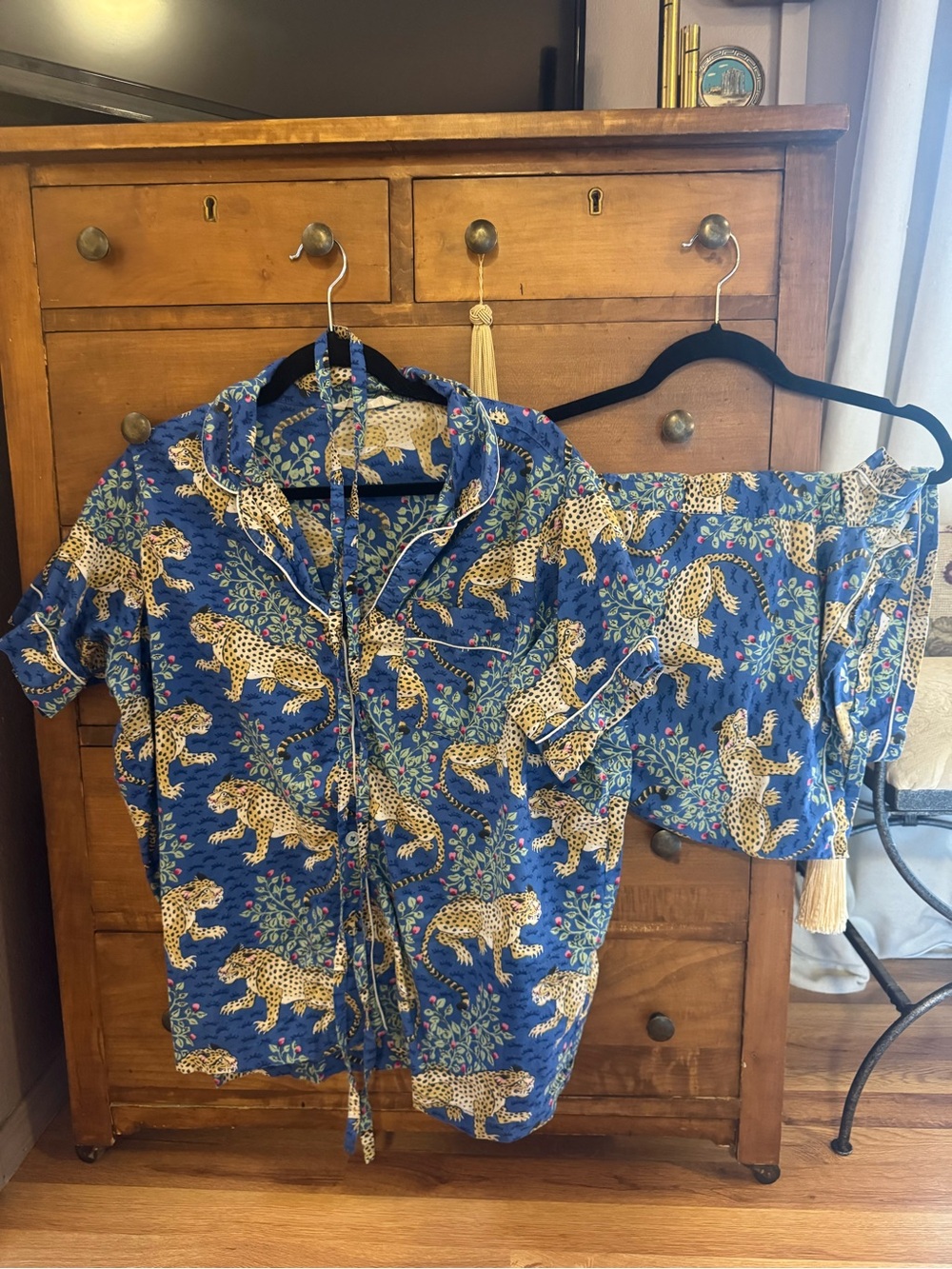 Printfresh Blue Leopard & Floral Short Pajama Set